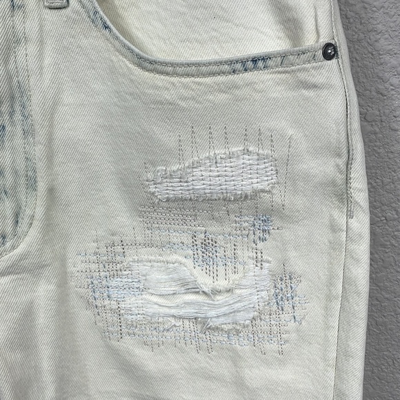 New Oak & Acorn Ninety Three Long Cut Off Frayed Hem Shorts Dipped Indigo 29 - Picture 4 of 14